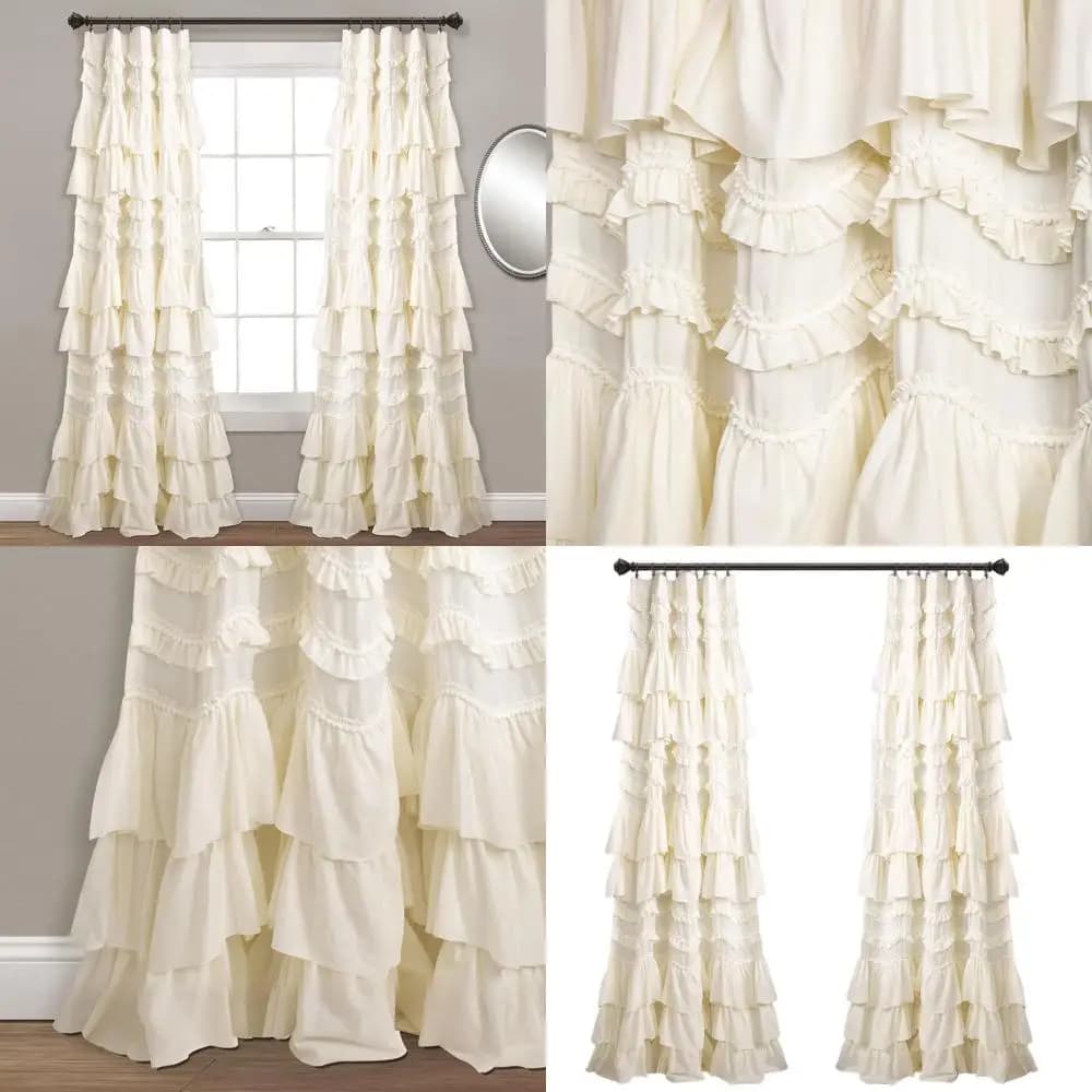 Ivory Volant Window Filtrant Panel Tent, 52 x 95 per Bedroom, Color Cream Curtains