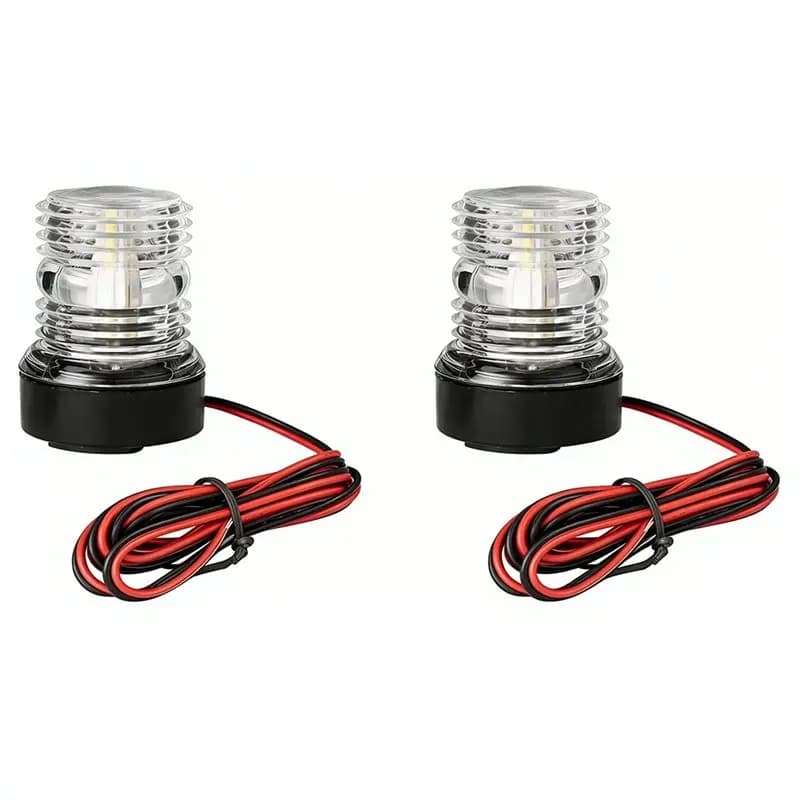 A89E-LED Anchor Light Confezione da 2 luci di navigazione per imbarcazioni 360 ° Lampada Marina Rotonda Multifunzione per Yacht e Barche a Vela