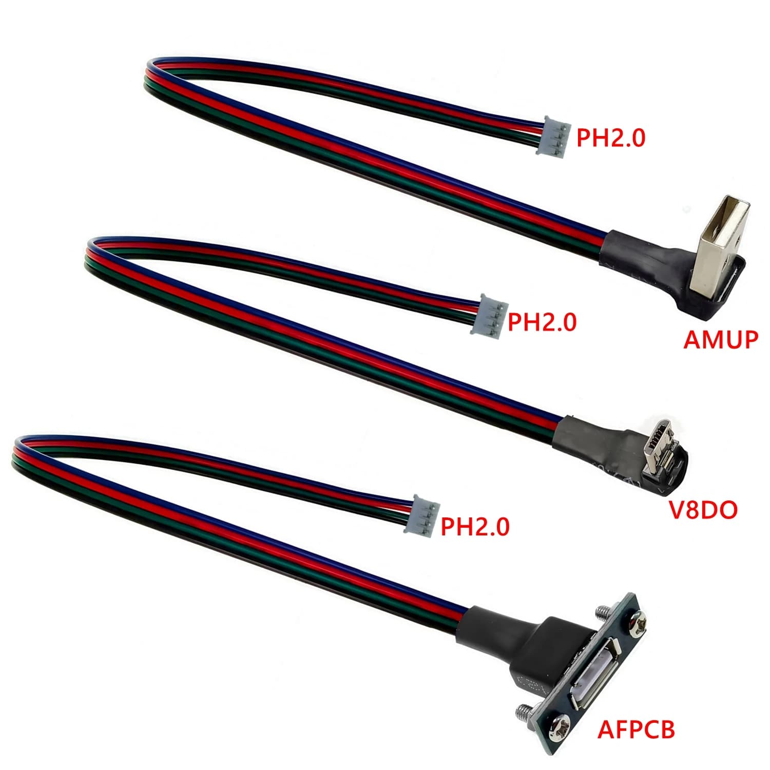 Micro mini USB2.0 TYPE-C 4P direct press buckle lock board female USB connector with PH2.0 cable length 30CM