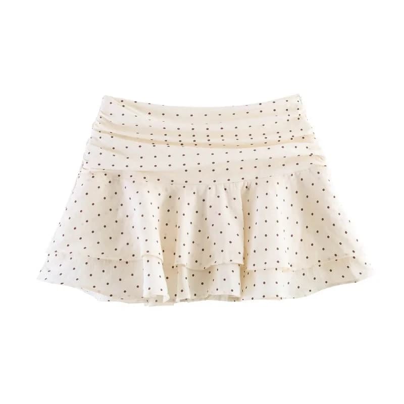 Minigonne Estive da Donna con Decorazione a Pois e Strati, Pantaloncini con Cerniera Laterale, Abbigliamento Casual Femminile 2026 Nuovo