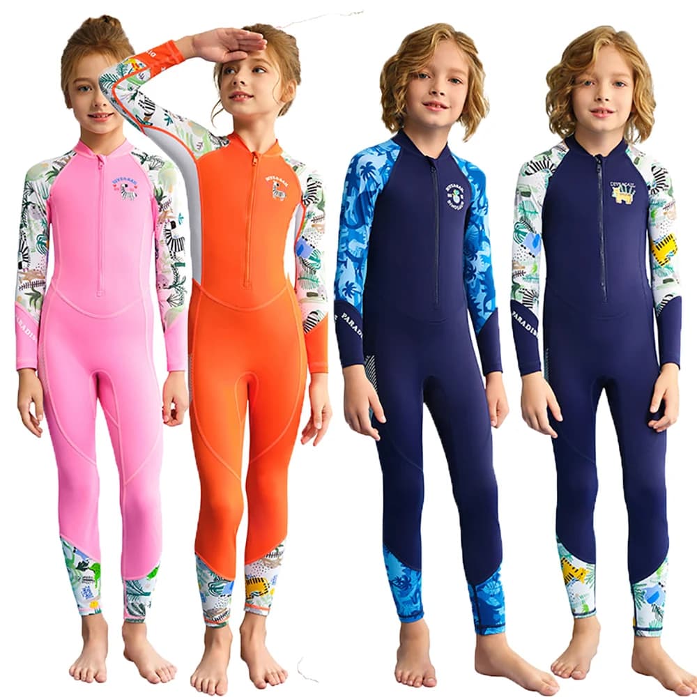New Interior Swimwear for Students, Children and Boys, Long Sleeves, Fast Drying, Solar Protection, Surfing Clothing