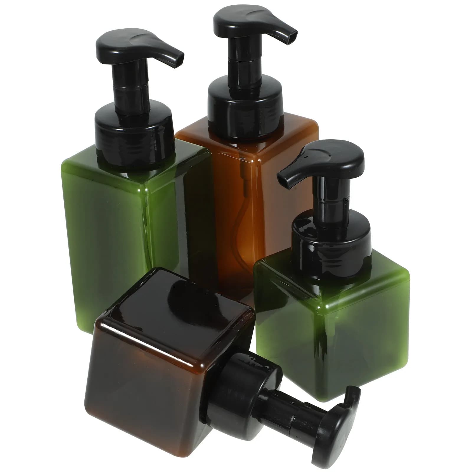 4 flaconi quadrati in schiuma per shampoo, contenitori da viaggio ricaricabili con dispenser a pressione nero per sapone liquido, lozione, detergente per il corpo