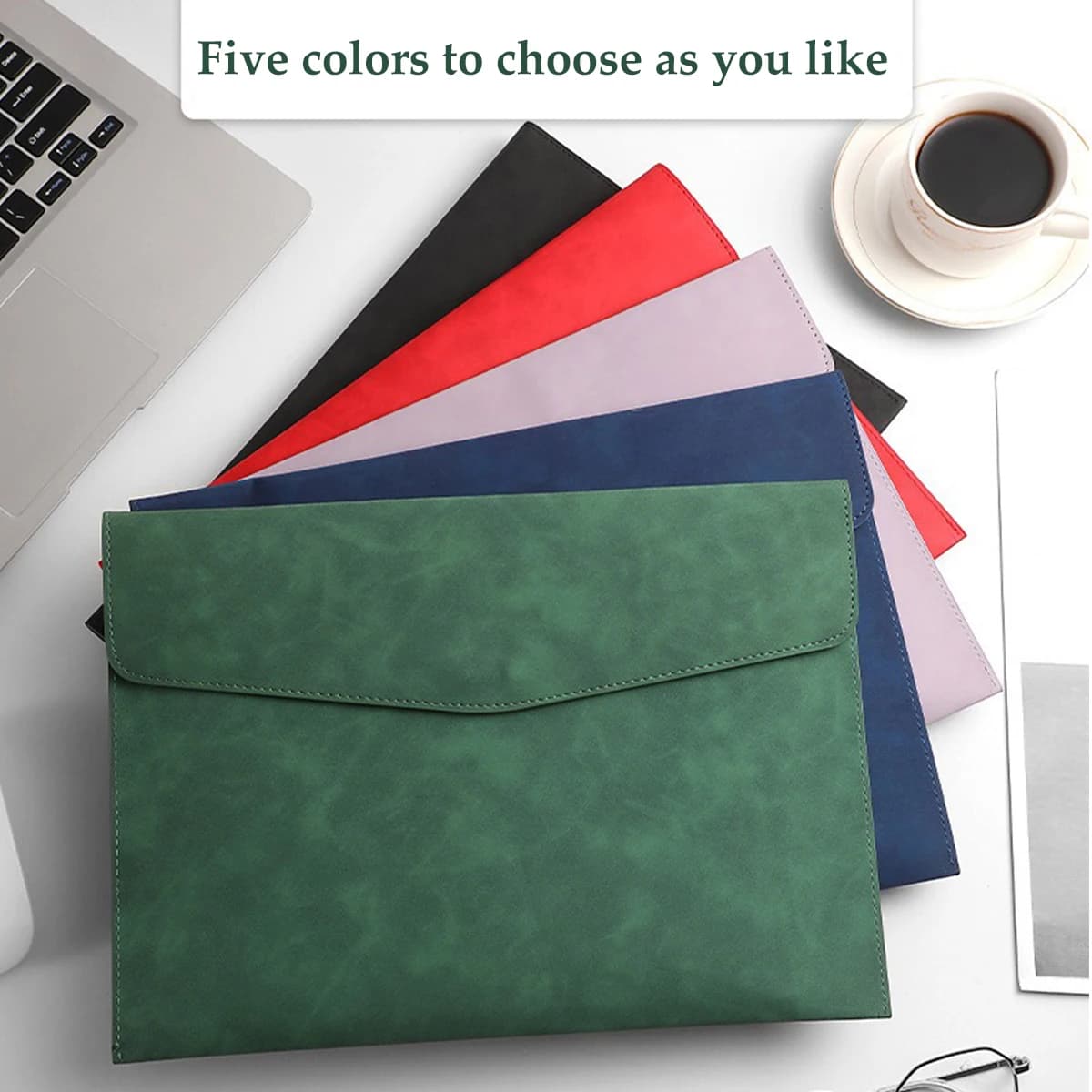 Waterproof Leather A4 File Bag, Large Capacity Office School Document Folder