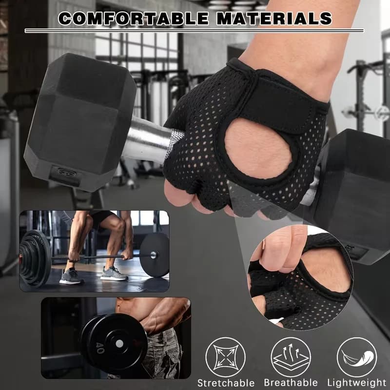 Breathable Gym Gloves Anti-slip Half-Date for Lifting Weights, Lightweight for Open Sports, Cycling and Fishing