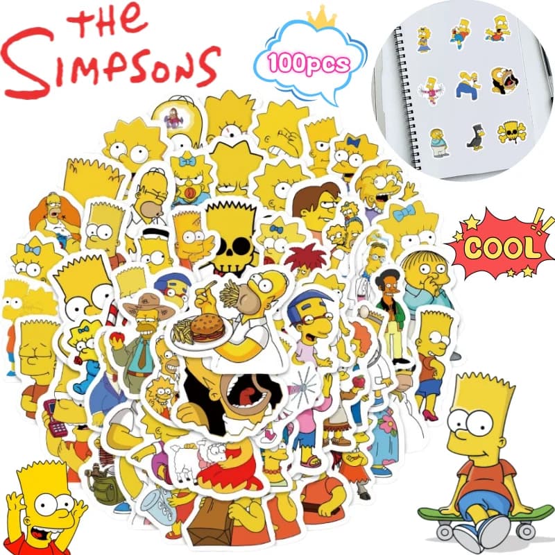 The Simpsons Homer Marge Bart 100 high quality stickers with graffiti theme cartoons, printed, creative, DIY, to decorate notebooks and desktops, gift idea