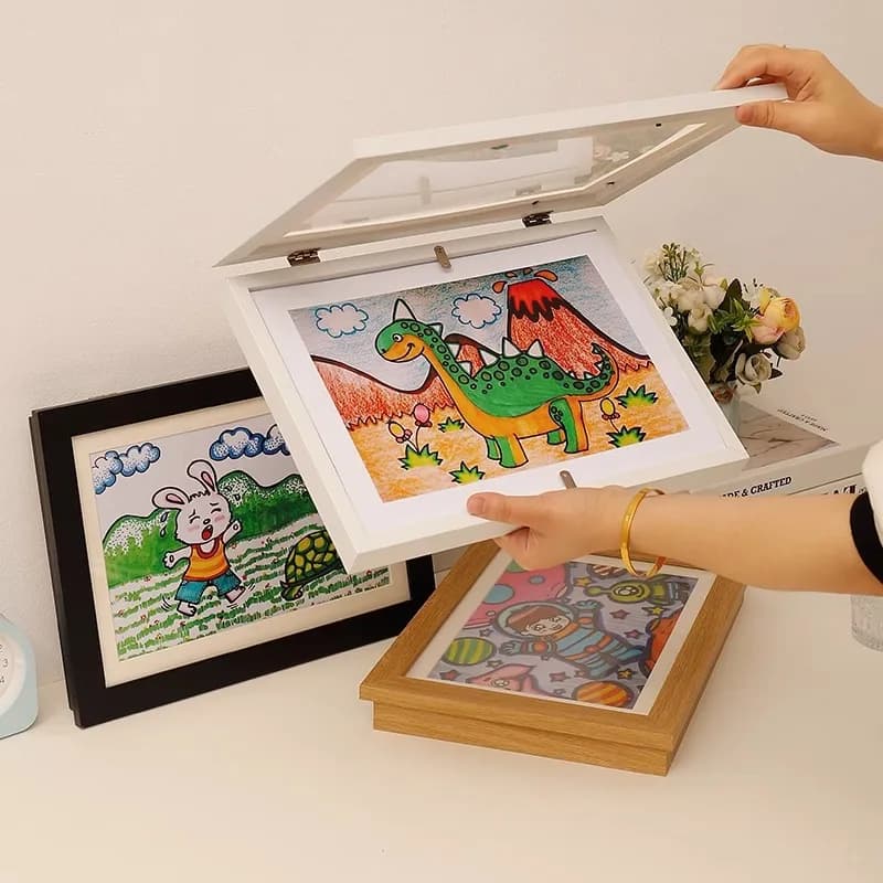 Flip Photo Frame A4 Children's Painting Display Picture Frame Storage Magnetic Painting Artwork Art Board Wall Tabletop