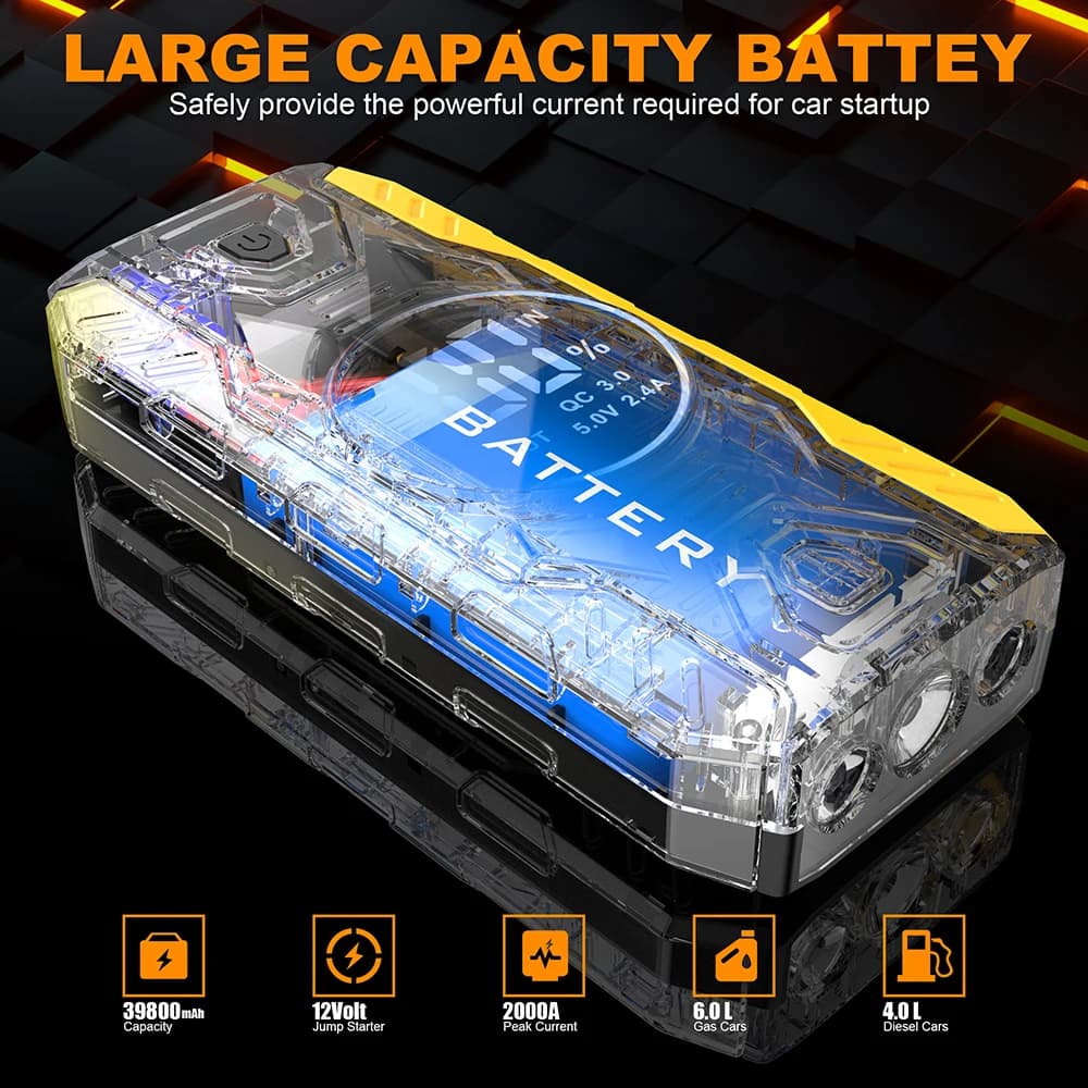 39800mAh Auto Jump Starter 2000A Dispositivo di Avviamento Accumulatori E Caricabatterie Di Potere Portatile Batteria Avviamento Lanciatore Per Auto Booster Articoli