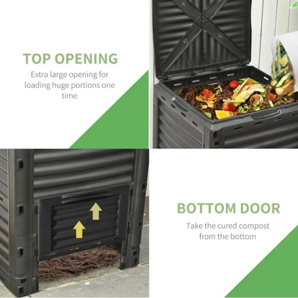 Contenitore per Compostaggio da Giardino, Secchio per Rifiuti Alimentari Salvaspazio con Coperchio, Compostiera Resistente
