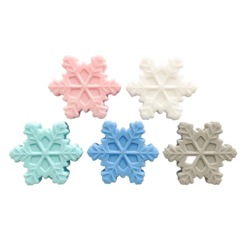 20pc Fiocco di neve Perline in silicone Mini Perline di messa a fuoco per penne Silicone per uso alimentare Perline per massaggiagengive Gioielli fai da te Accessori per catena ciuccio