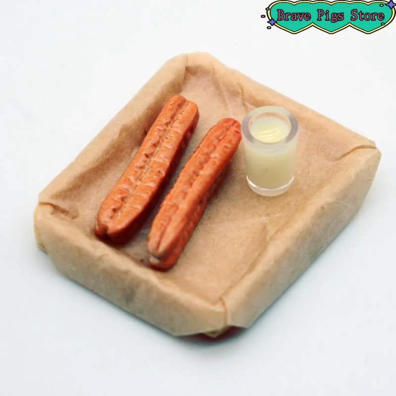 1 set di ornamenti in miniatura giocattolo latte di soia e bastoncini di pasta fritta set modello accessori da cucina giochi di imitazione regali giocattolo