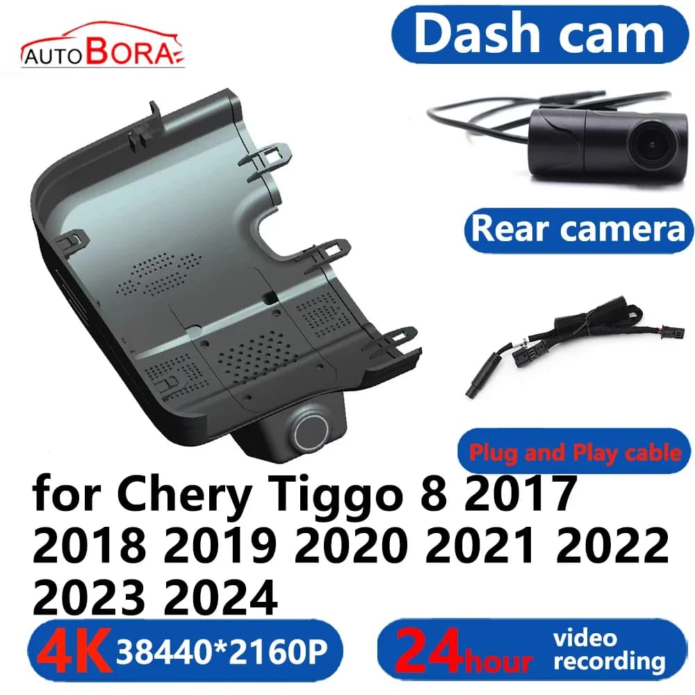 AutoBora for Chery Tiggo 8 2017 2018 2019 2020 2021 2022 2023 2024 Wifi 4K 3840*2160 Auto DVR Dash Cam Camera 24H Monitor Video