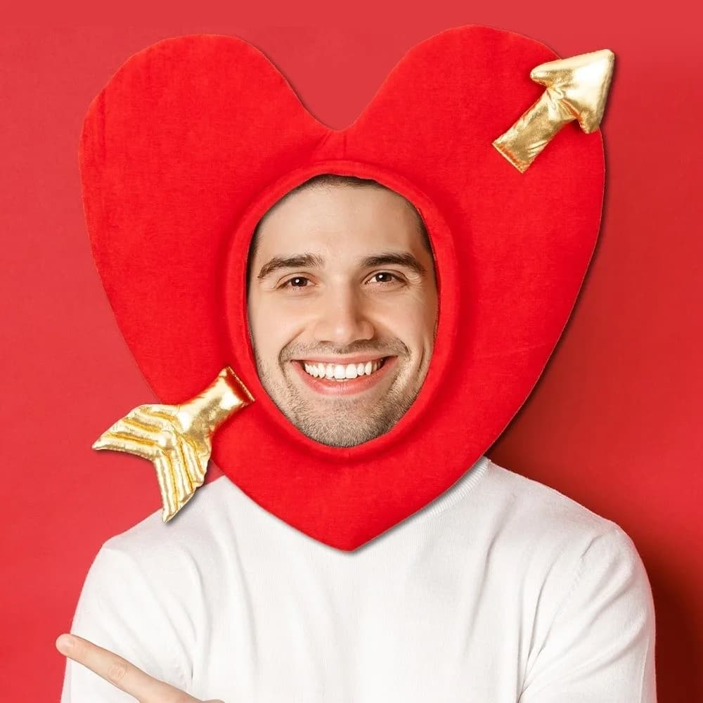 Cappello a Forma di Cuore Rosso per Bambini, Regalo Creativo, Cappello Caldo a Forma di Freccia di Cupido, Divertente Accessorio per Foto per Donne e Uomini