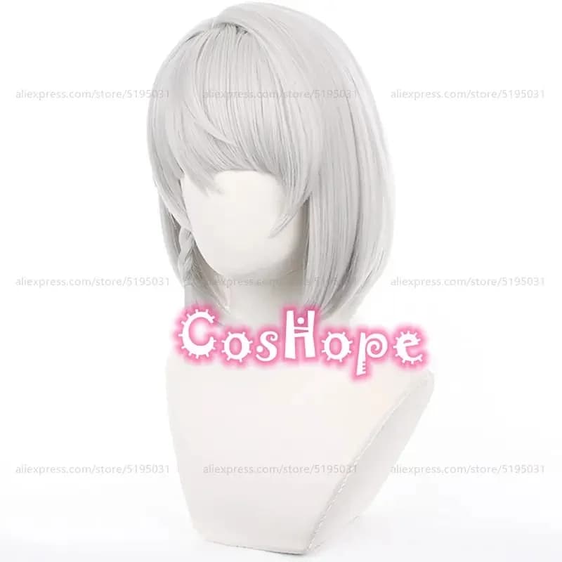 c'3,f\6;h'ZZZ Anby Demara 32cm Short Hair Silver White Wig Cosplay Anime Wigs Heat Resistant Synthetic Wig7;b'9.j/2\