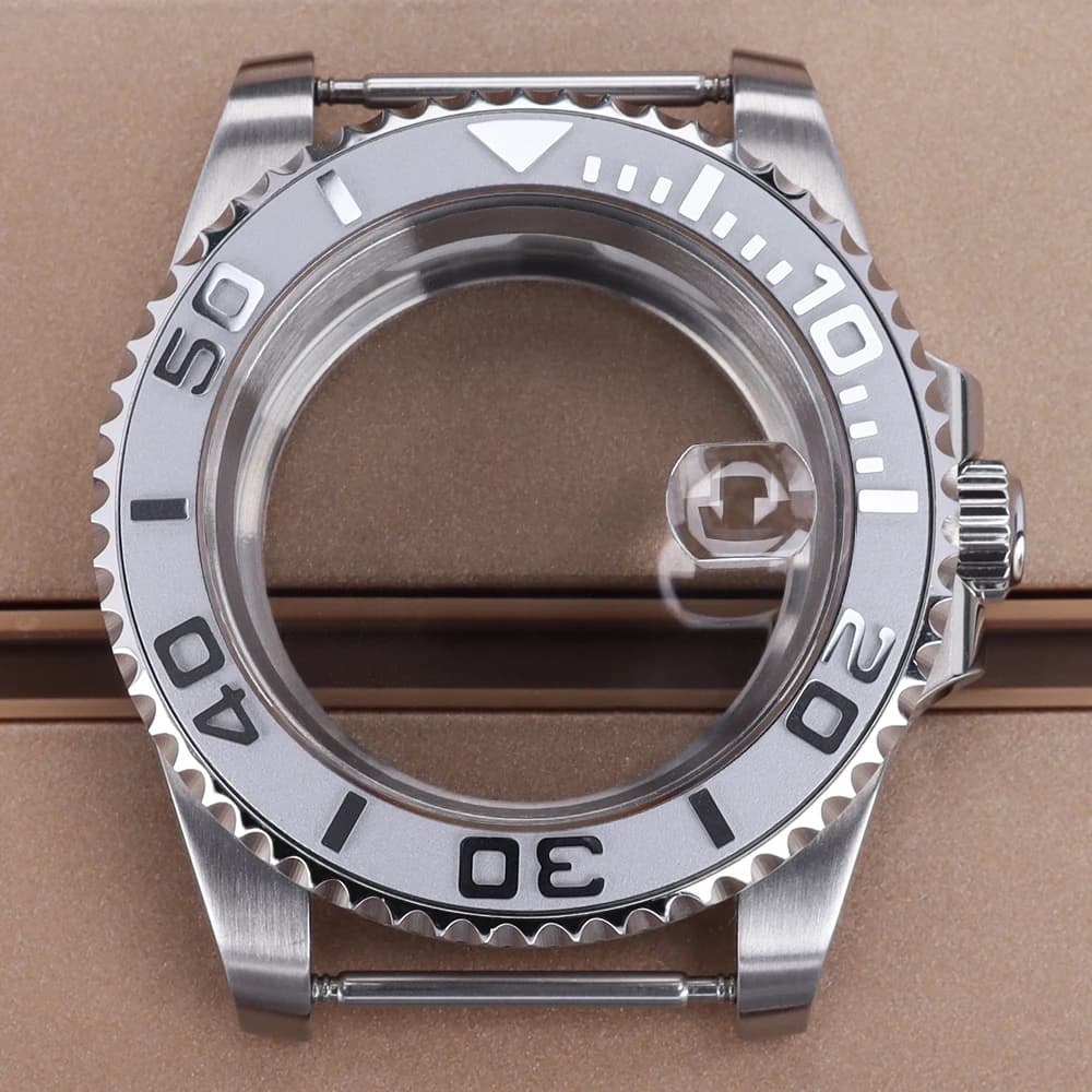 40mm Luxury Men's Watch Case, Accessories for GMT NH35 NH36 NH34 NH72 ETA 2824 Miyota 8215 Movt, Silver Steel Yacht Design