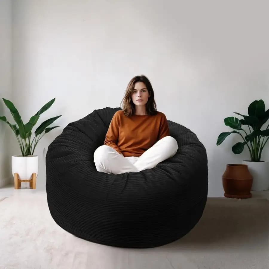Poltrona Sacco per Adulti, Divano Sacco in Memory Foam ad Alto Rimbalzo da 90 cm con Rivestimento Rimovibile, Divano Sacco Oversize per Gaming, Pronto all'Uso