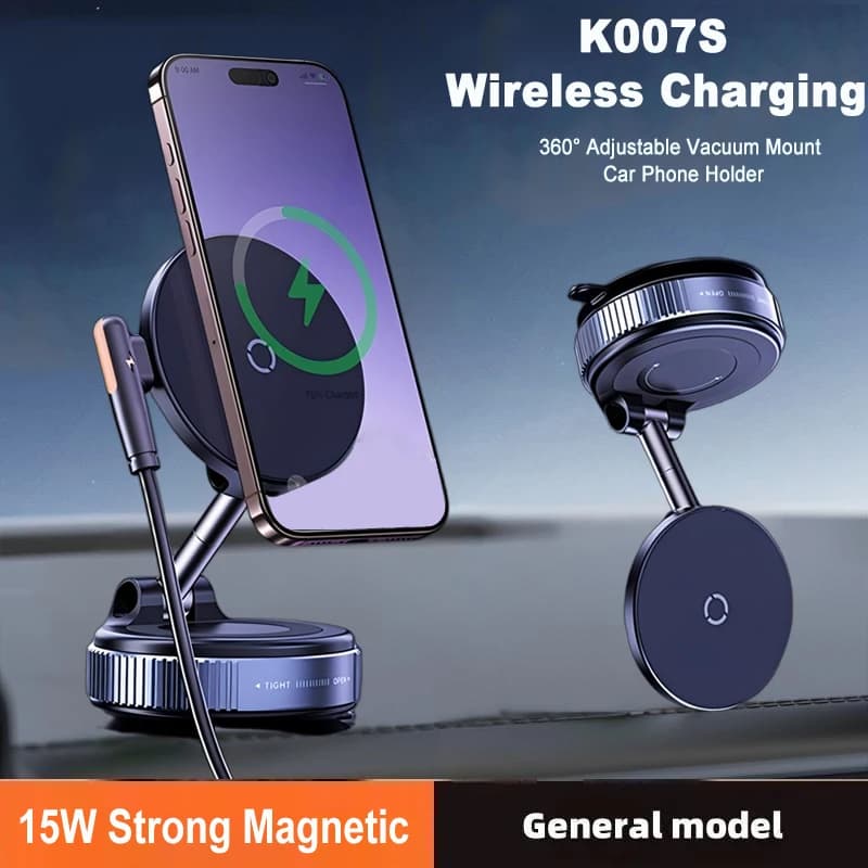 Supporto magnetico pieghevole per telefono con rotazione a 360 gradi, caricatore wireless con ventosa, supporto universale portatile per auto, palestra