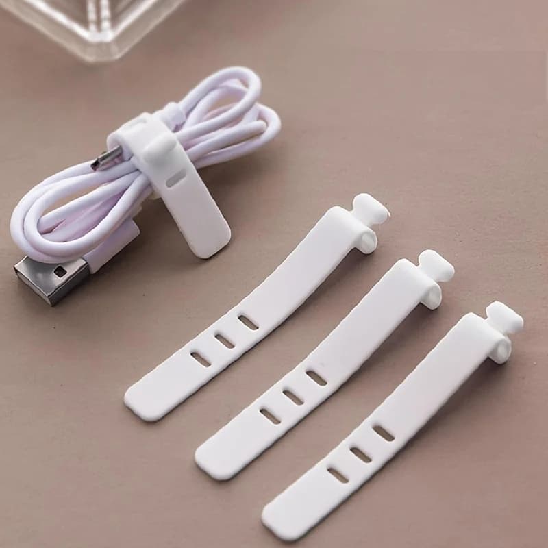 Fascetta per cavi in silicone a 3 fori, fascetta per cavi portatile, dispositivo di archiviazione e avvolgimento per cavi Ethernet e alimentazione, universale