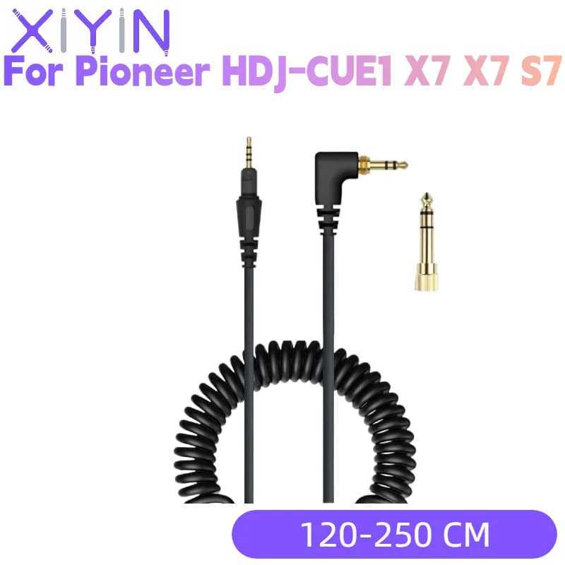 Gold-Plated Replacement Headphone 3.5cm to 2.5cm Spring wire Cable for Pioneer HDJ-CUE1 HDJ-CUE1BT X7 S7 X5 Gaming Headsets