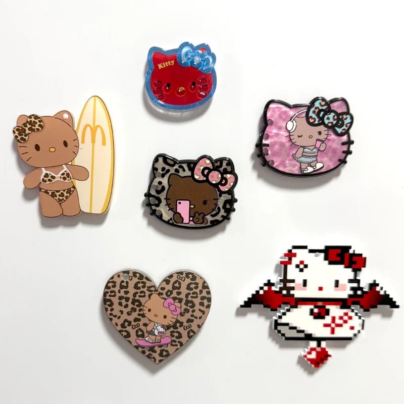 Wall sticker for refrigerator Hello Kitty bikini Hawaiian Leopard Wall decal for refrigerator with pendant Kawaii Skateboard pink Hello Kitty