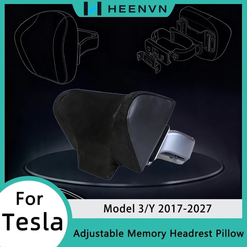 HEENVN 360° Adjustable Headrest Pillow for Tesla Model Y Juniper Model 3 Highland Car Travel Head Neck Support Relieve Fatigue