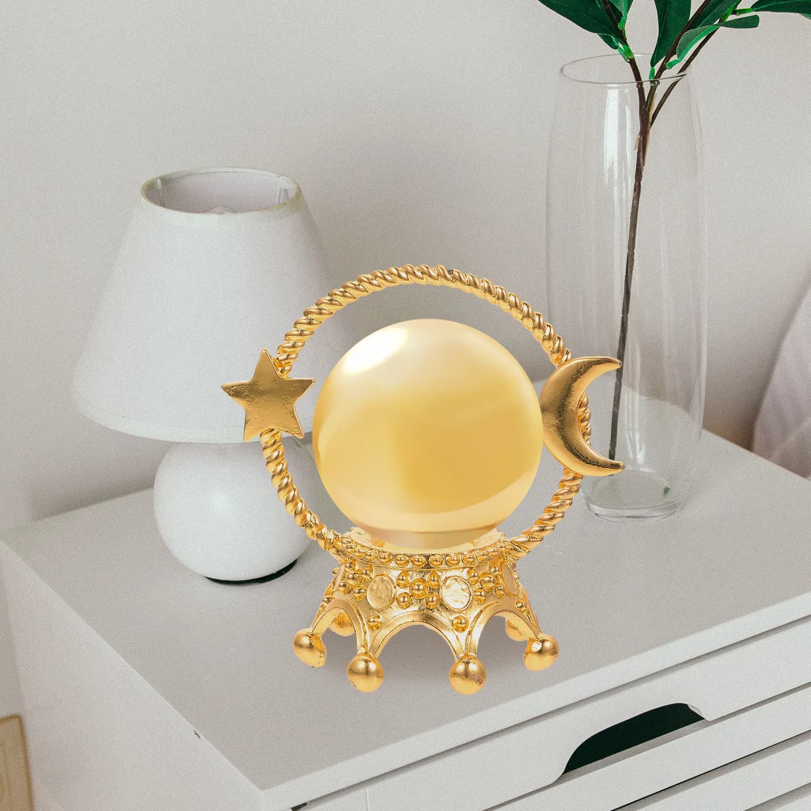 Base per esposizione di sfere di cristallo, design a corona, supporto creativo per sfere, supporto decorativo da tavolo in lega per decorazioni domestiche, 2 pezzi