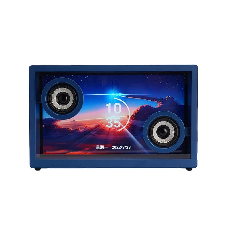 Testi galleggianti Sottotitoli Visualizzazione trasparente Display dente blu Scatola magnetica per altoparlante lirico audio domestico con blocco dei caratteri