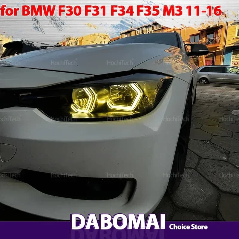 For BMW Series 3 F30 F31 F34 F35 M3 2011-2016 M4 Style LED Angel Eyes Yellow Ring Lemon Lamp DRL Styling Light