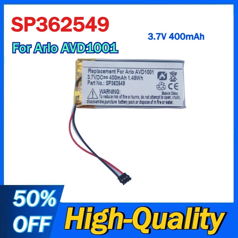 Batteria Li-Polimero 3.7V 400mAh PTC362549 SP362549 per Videocitofono Arlo AVD1001