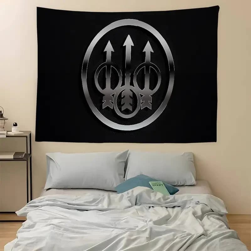 VIKAMA Beretta Firearms Logo Tapestry Decorazione da parete con stampa di tre frecce per gli amanti delle armi da fuoco, decorazione per la grotta dell'uomo, garage, camera da letto, soggiorno