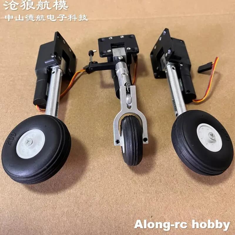 RC Aircraft Models Parts Height 111mm Retractable landing gear with PU wheels for hobby aircraft from 2-3,5 kg DIY rhymes hunting aircraft
