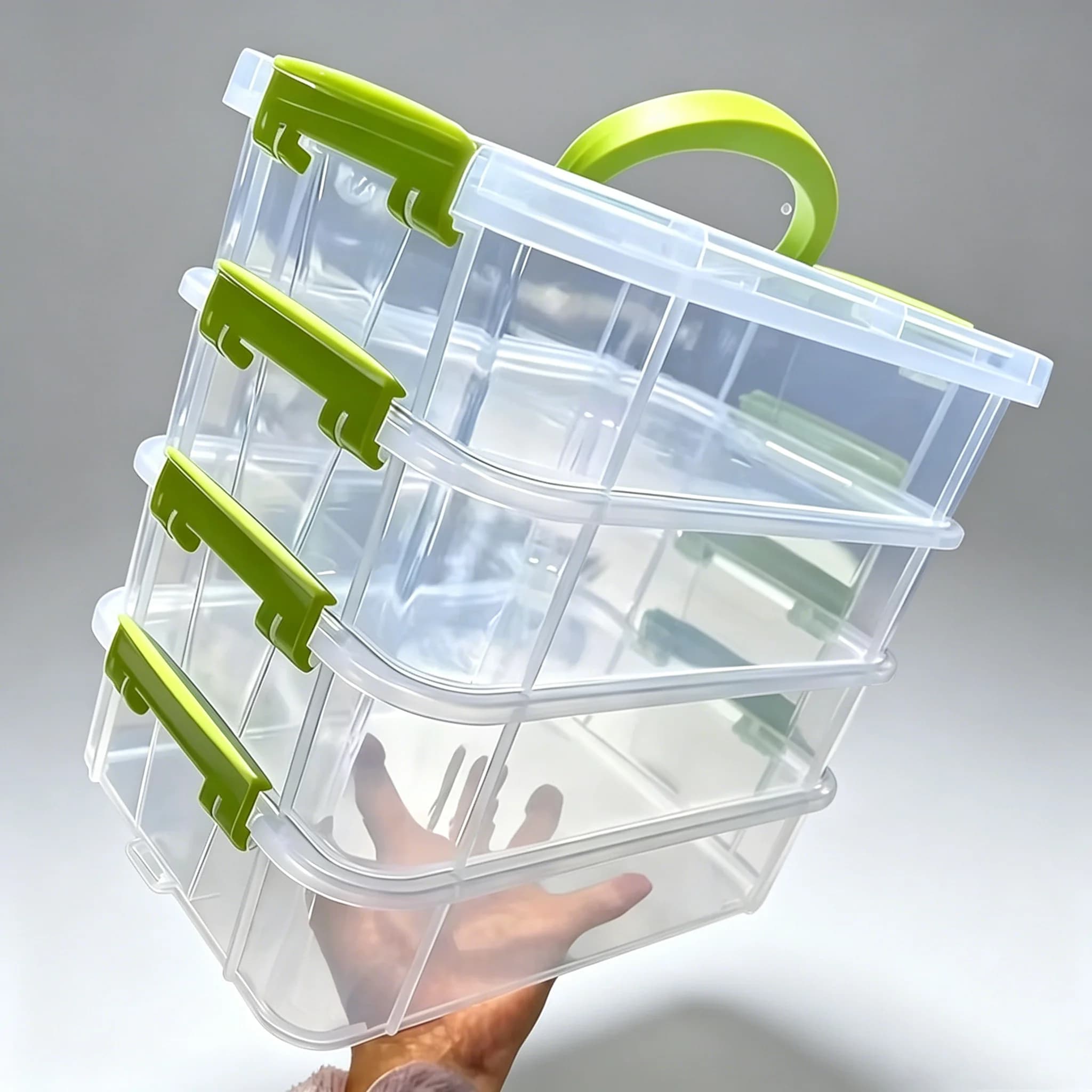Transparent Visible Grid Drawer Storage Box, Moisture-Proof Stackable Classification Container, Multi-purpose Storage Casket for Building Blocks, Small Hardware Toys Craft Parts Organizer