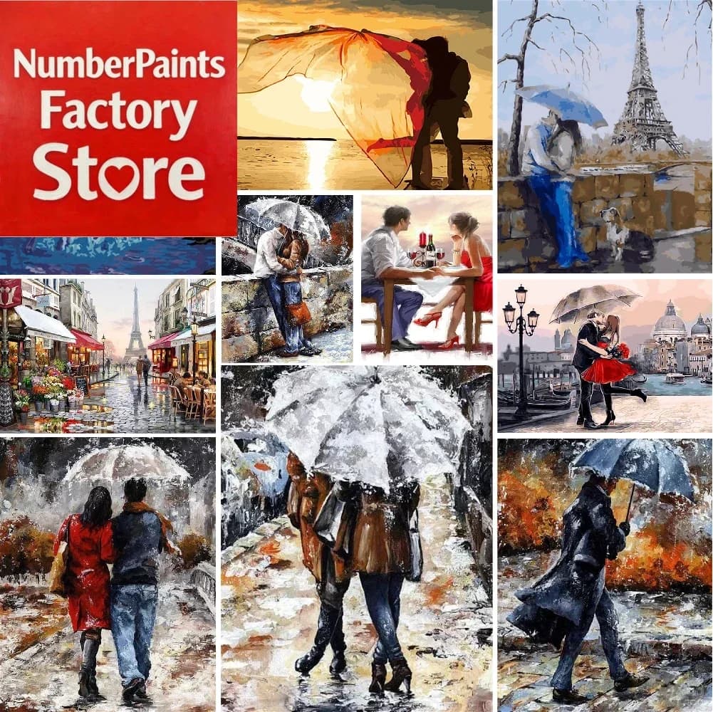 Frameless Adults Acrylic Paint By Numbers Romantic Couple Picture Hand Painted Package 40x50 Handicrafts Kits For Living Room Ho