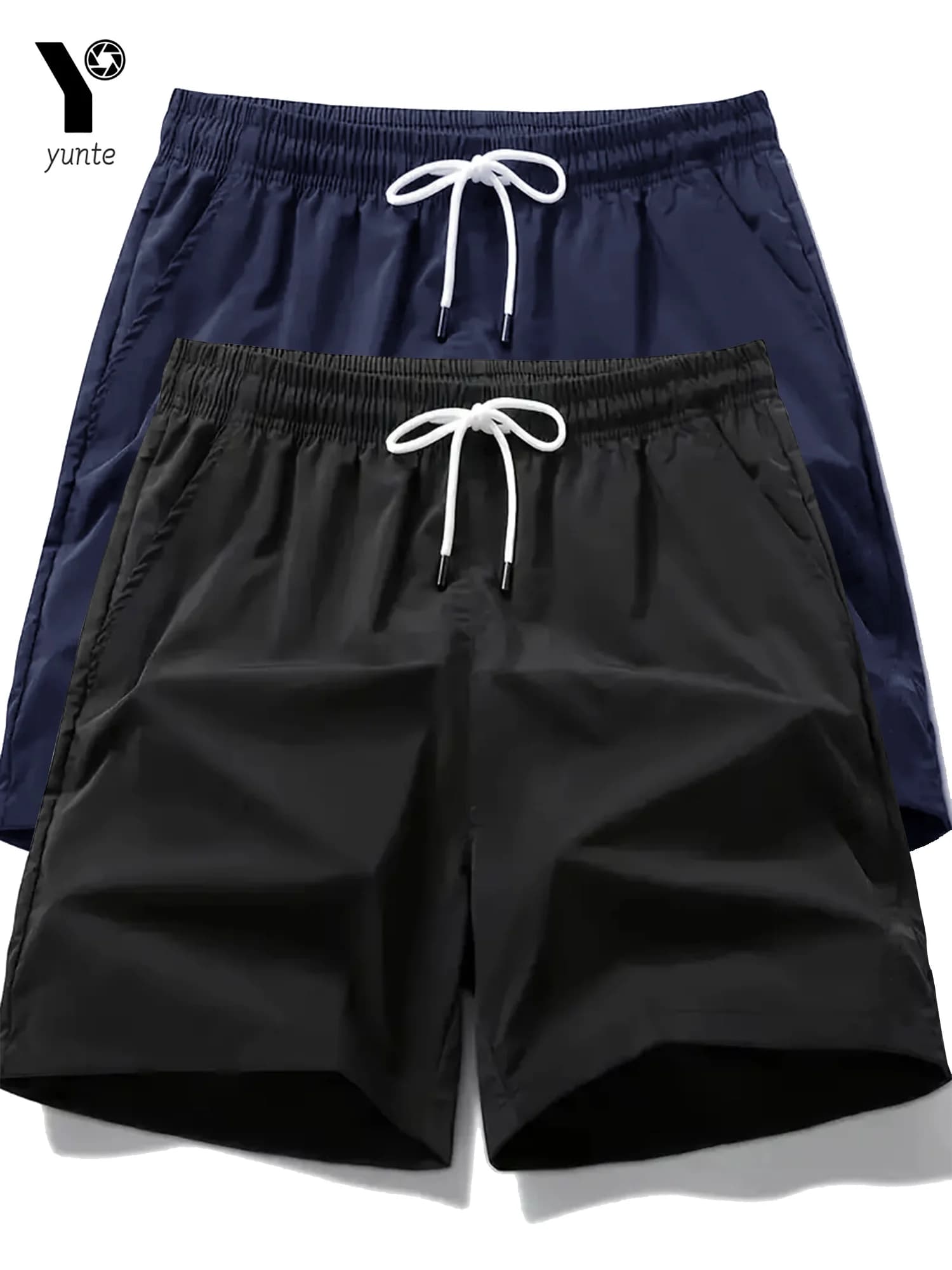 Men's sports shorts fast drying 2 colors pack of 2 loose elastic belt Casual with light coulisse suitable for running and