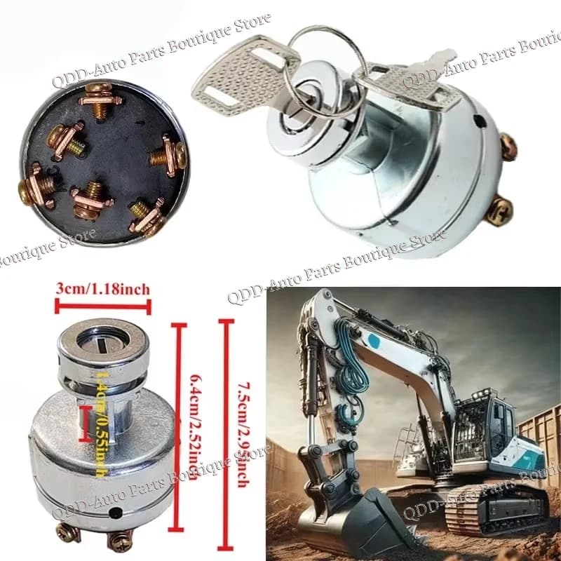 Interruttore a chiave di avviamento di accensione per escavatore per trattore auto 12V per YN50S00002F1 Kobelco SK200-3 SK200-5 4 posizioni 6 terminali 2 chiavi