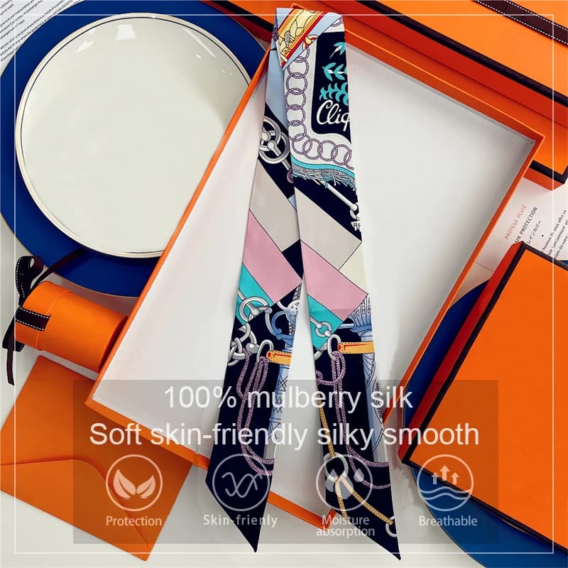 2025 Catene di design di marca Donna Sciarpa di seta di gelso Sciarpa di lusso Moda Fascia per capelli Foulard Borsa magra Sciarpe Fazzoletto da collo