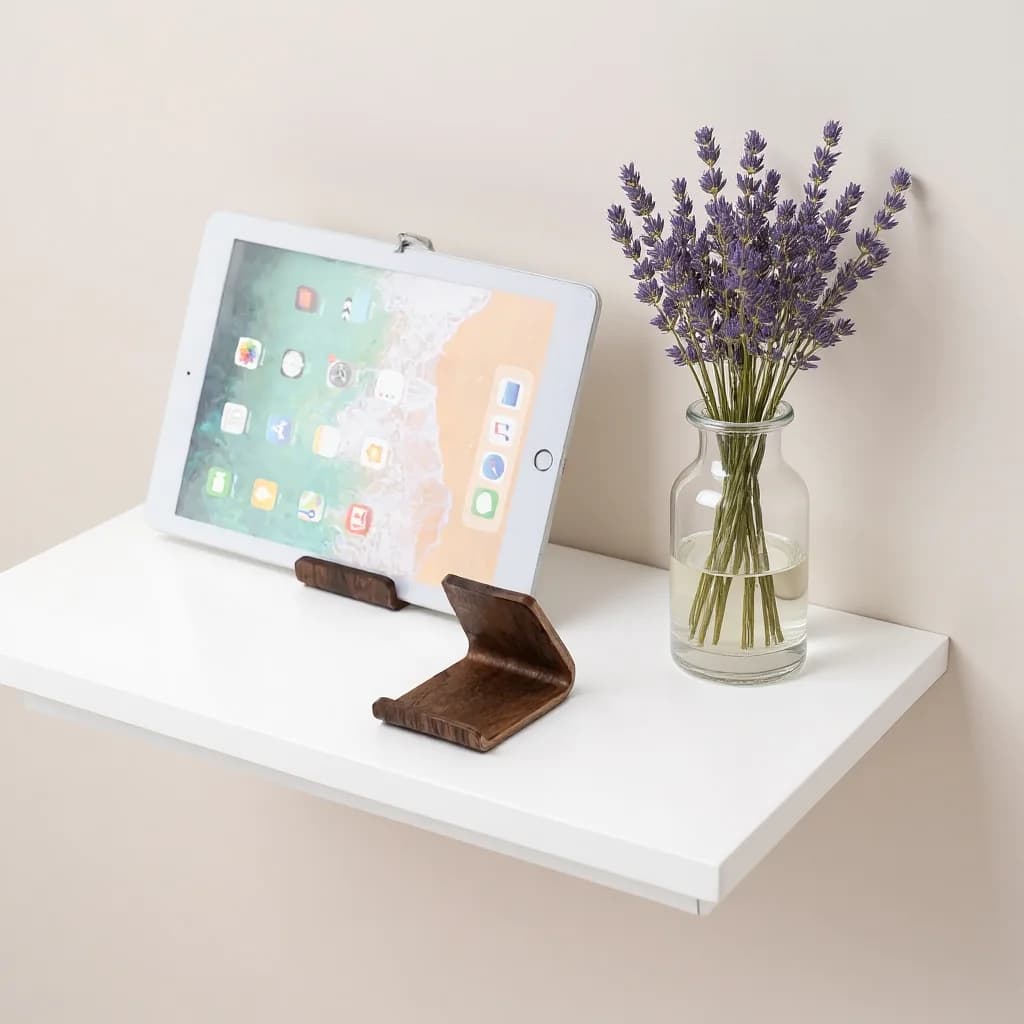 Tablet Holder Stylish Solid Wood Phone Stand Desktop Phone Cradle Stable Ergonomic Cell Phone Stand For Video Meetings Streaming