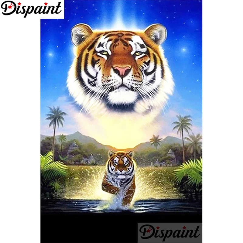 Dispaint Full Square/Round Drill 5D DIY Diamond Painting "Animal tiger scenery" Embroidery Cross Stitch Home Decor Gift A18911