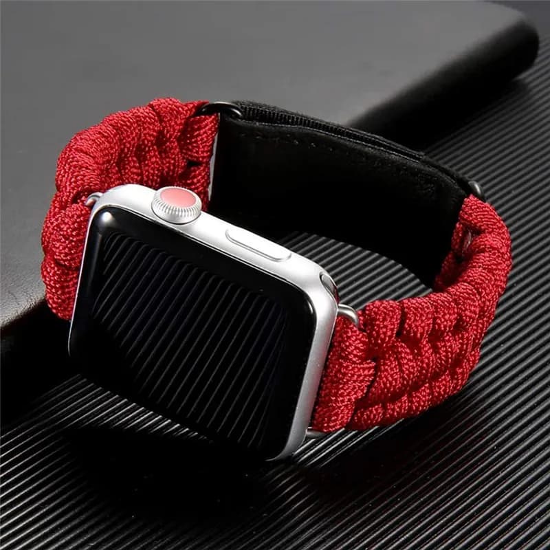 Cinturino in corda di sopravvivenza per cinturino Apple watch 44mm 40mm 45mm 38mm 49mm bracciale con chiusura in pelle per esterni serie iWatch 9 8 7 se ultra 2