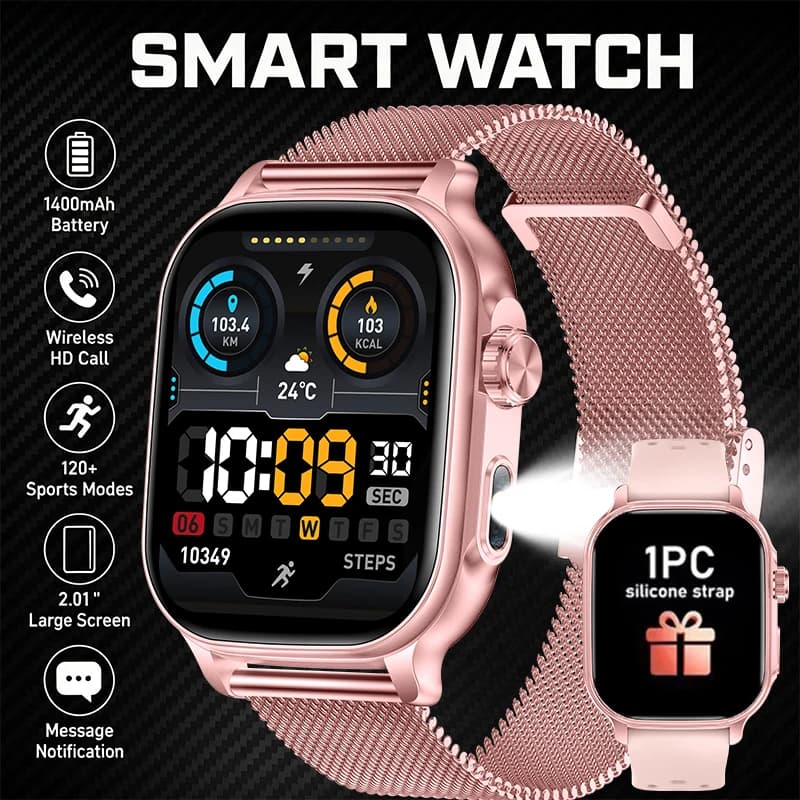 2026 New Smart Watch Bluetooth Call Fitness Tracker Heart Rate Sleep Record Outdoor Sport Watch for Android/IOS Men Women1400mAh