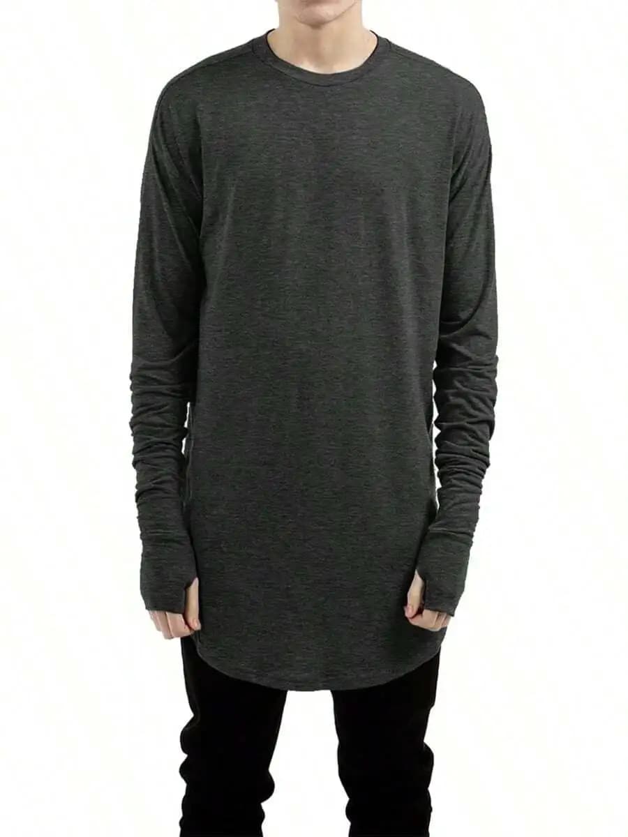 Mens Long Sleeve T-Shirt With Thumb Hole Cuffs