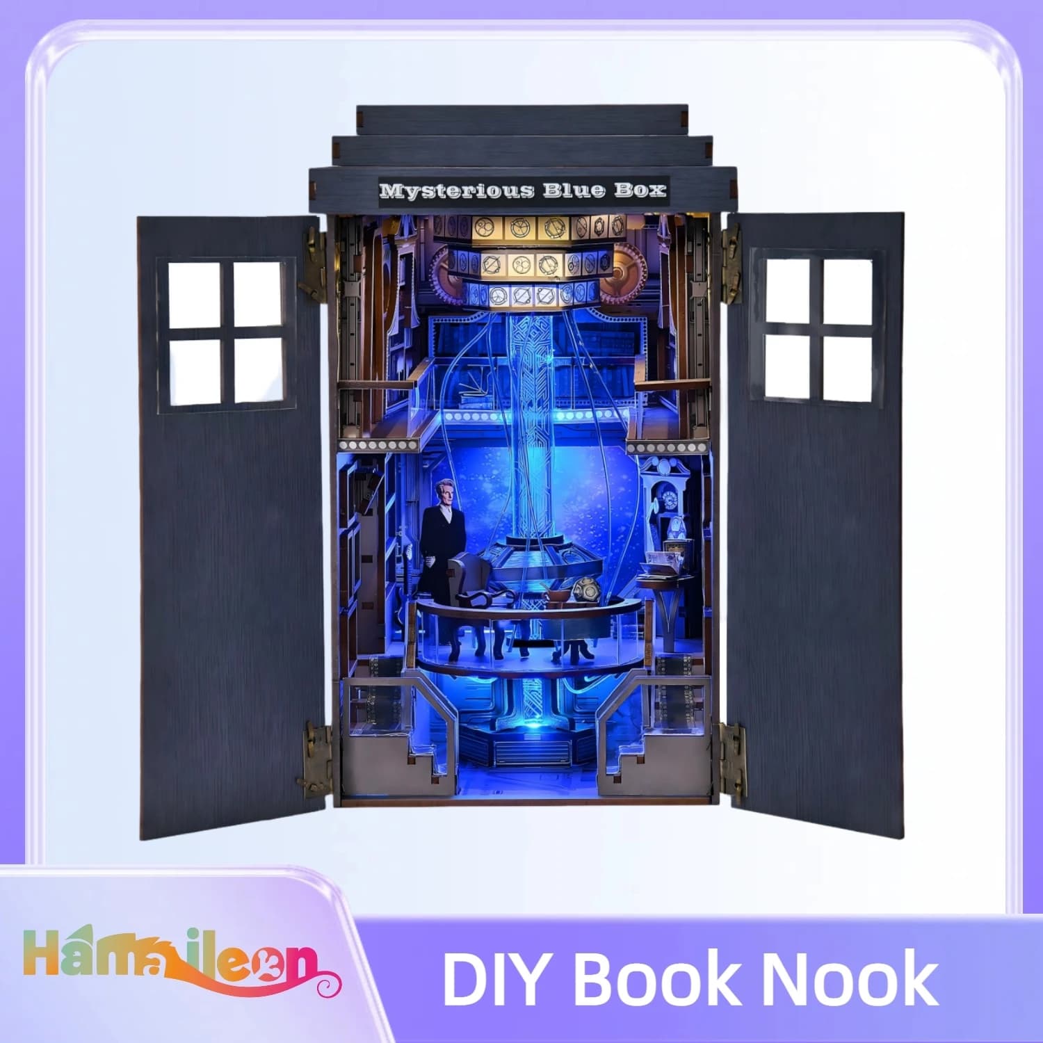 Hamaileon Kit casa delle bambole in miniatura fai-da-te Puzzle in legno 3D Fermalibri Decorazione della casa per adulti/adolescenti Scaffale Regalo per famiglia/amico