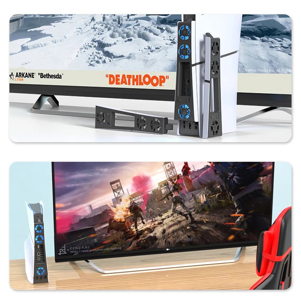 Ventola di raffreddamento leggera 1pcRGB per console PS5 Slim con 3 ventole Porta USB 3.0 Sistema di raffreddamento silenzioso per accessori da gioco Sony PS5 Slim