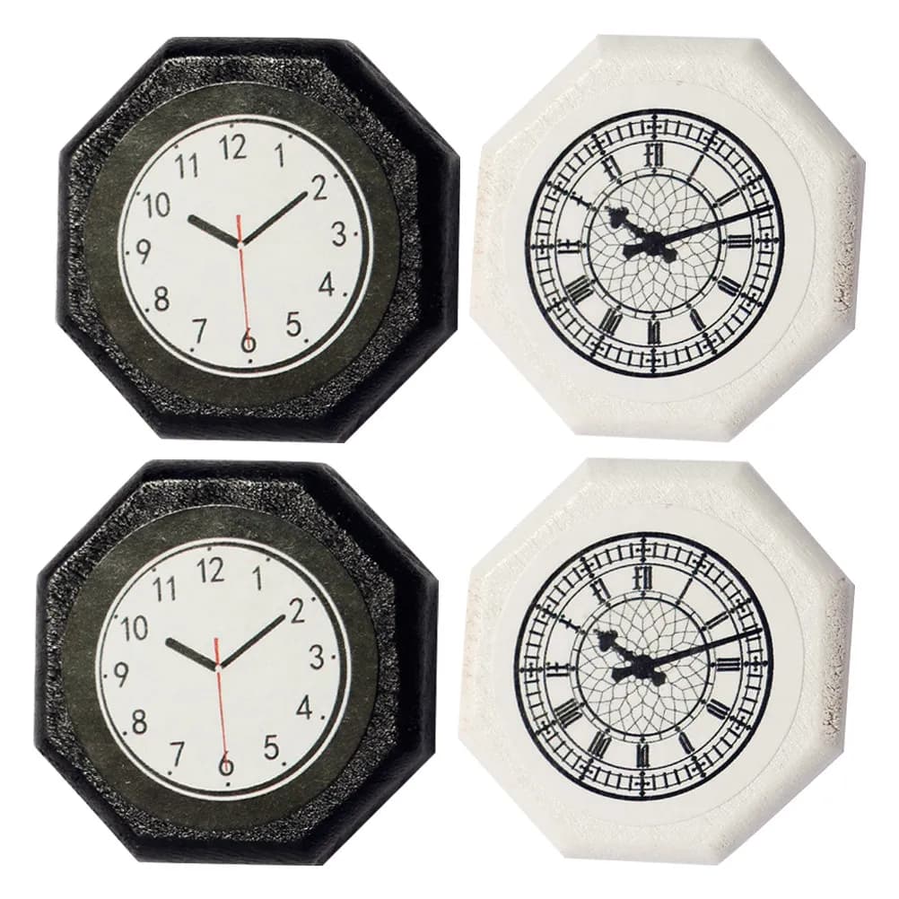4 Pezzi Mini Orologio da Parete, Simulazione di Piccolo Orologio, Accessori in Miniatura, Decorazione per Mini Casa, Mobili Compatti in Miniatura, Casa delle Bambole