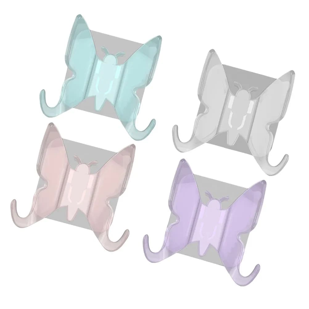 4Pcs Decorative Shower Hooks Bathroom Kitchen Suction Cup Holder Shaped Wall Hangers for Towels Keys Bags Pink Purple Blue