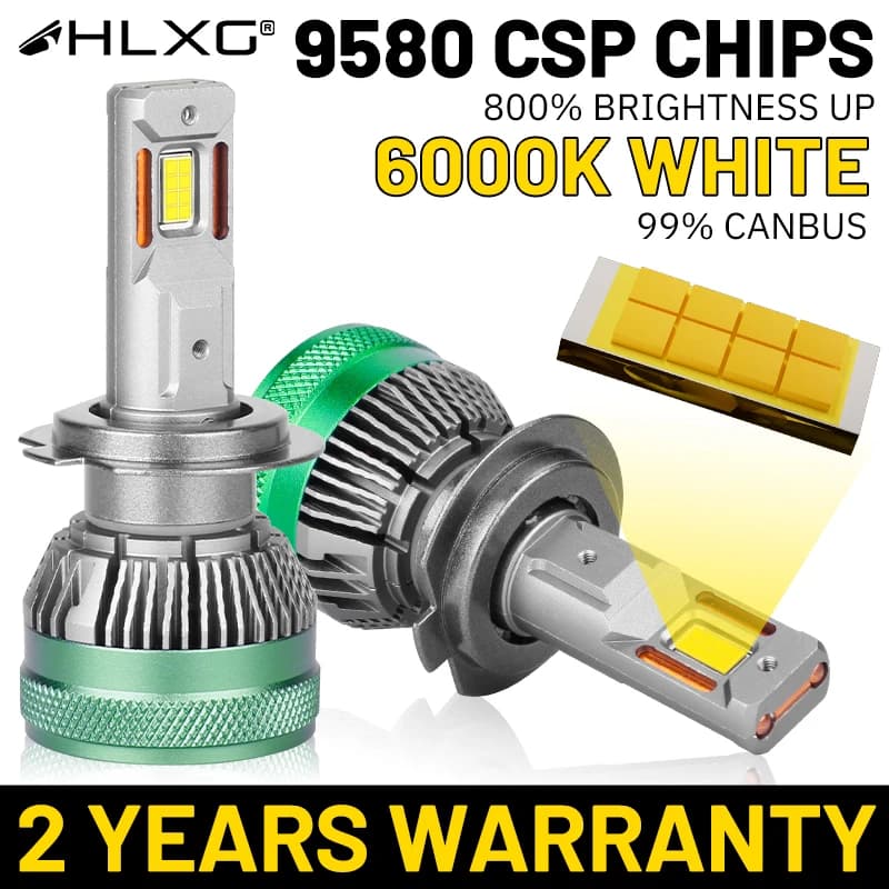 HLXG H7 H11 Led Headlight 9580 CSP H4 H1 9005 9006 9012 Car Bulb 6000K White H3 Super Brightnes IP68 Light 2400W Powerful 6000K