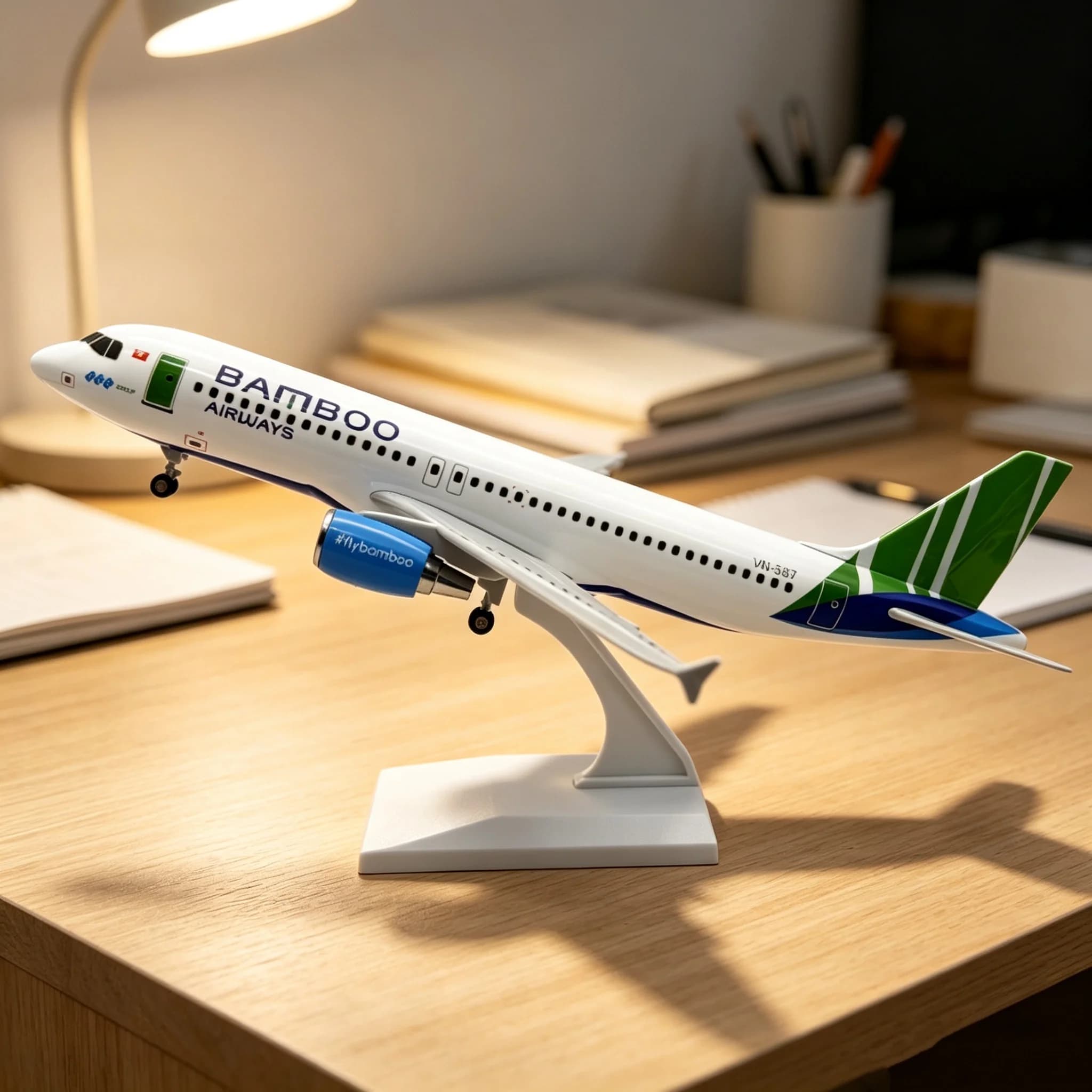 1/300 Scale Airplane Models Bamboo A320 Metal Diecast Plane Model Kits With Stand ＆Wheel Souvenir Hobby Plane Gift