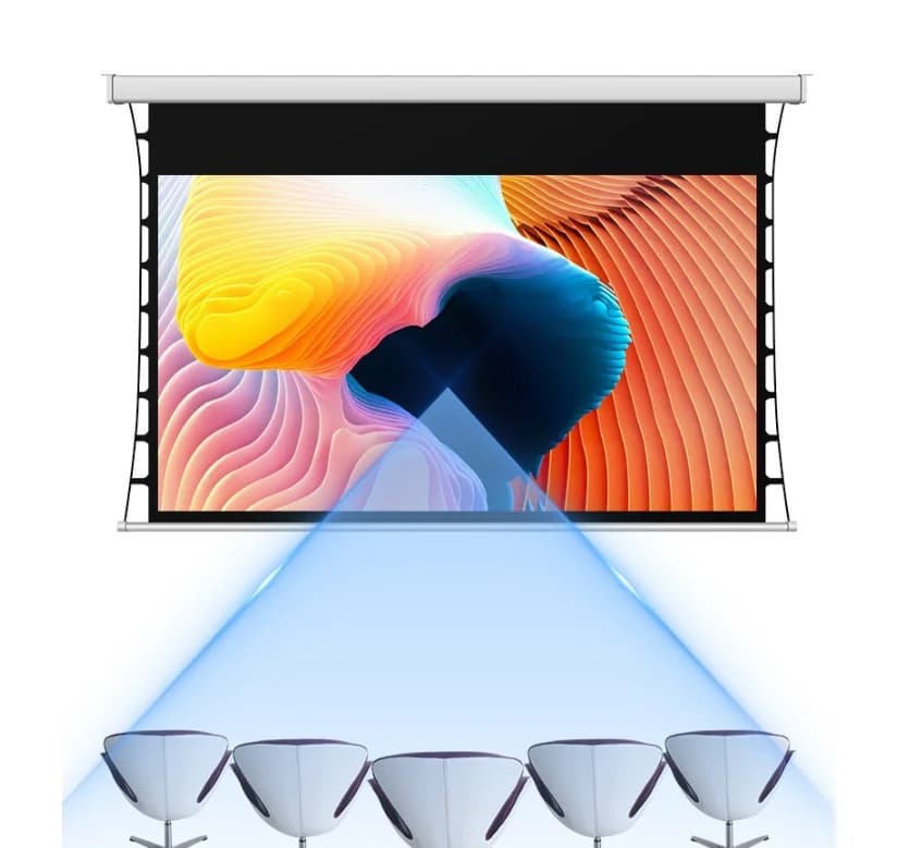Schermo di proiezione morbido bianco da incasso a soffitto motorizzato da Y-92" Schermo per proiettore con estensione linguetta Schermo di supporto 4K 8k