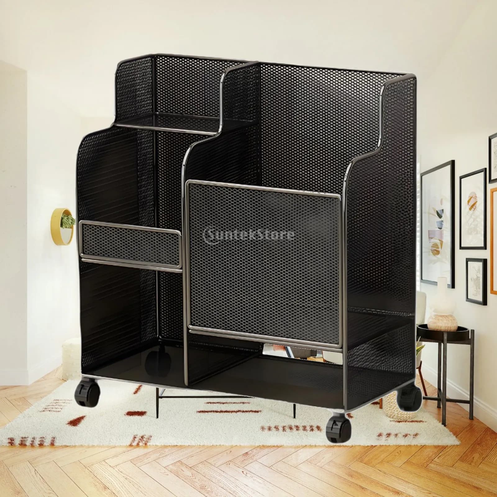 Mat Storage Rack Freestanding Multifunctional Garage Organizer Tennis Racket Foam Roller Container for Home