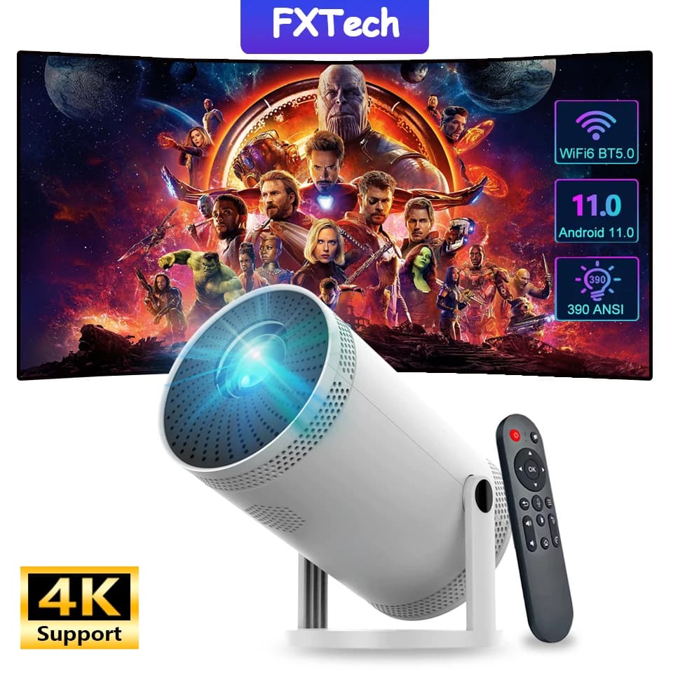 Nuovo Proiettore Smart 4K Full HD Android 11.0 BT 5.0 Wifi6 1280*720P HD Home Cinema Portatile per Esterni Video Film LED Mini Proiettore