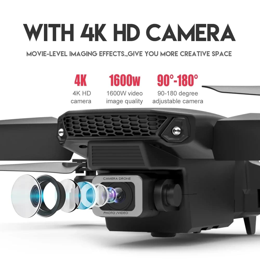 2025 Nuovo drone E88 Pro WIFI FPV - Doppia fotocamera 4K/1080P, HD grandangolare, mantenimento dell'altitudine, quadricottero pieghevole, regalo giocattolo per elicottero RC
